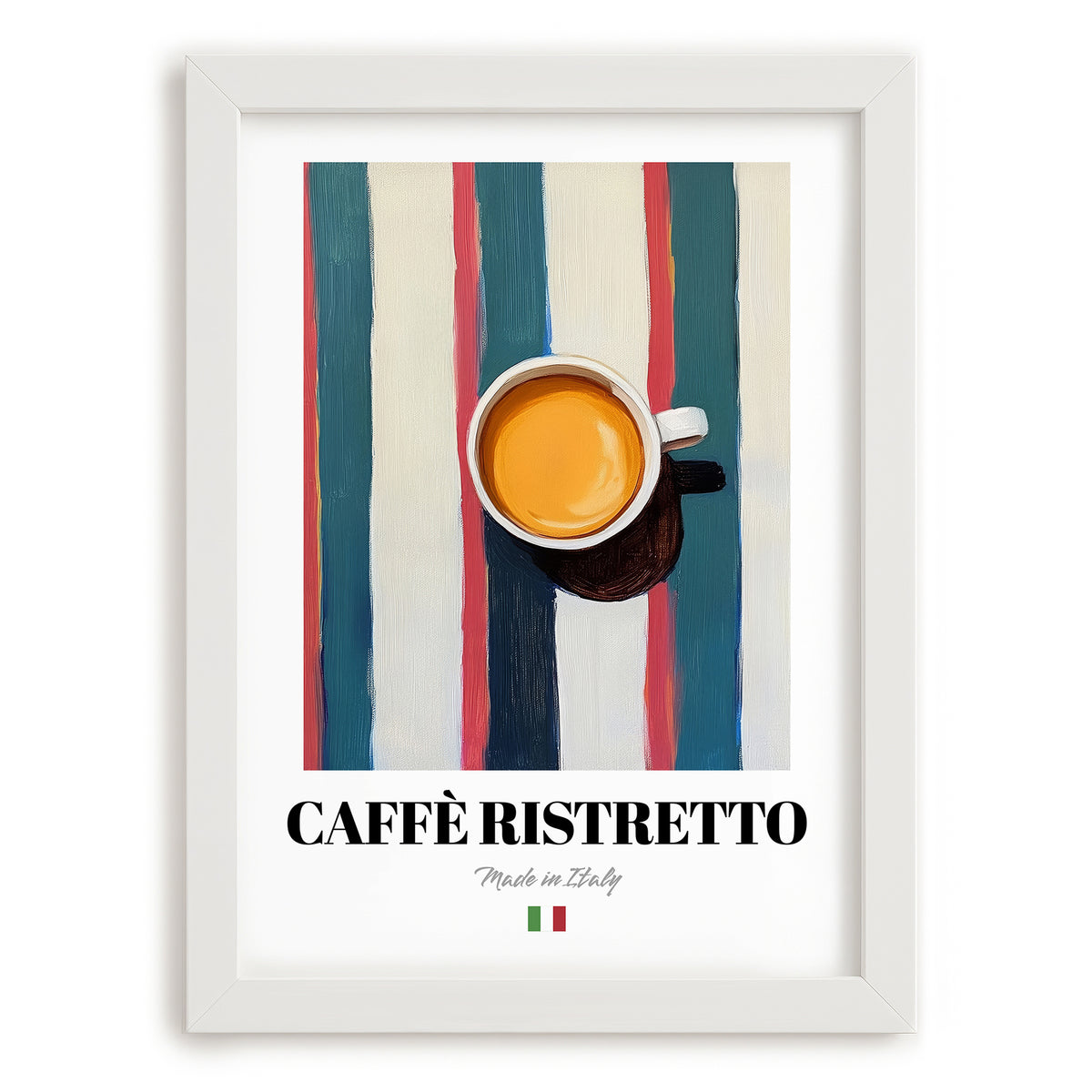 Caffè Ristretto – Italian Coffee, Street Café Poster, placed in minimal white frame