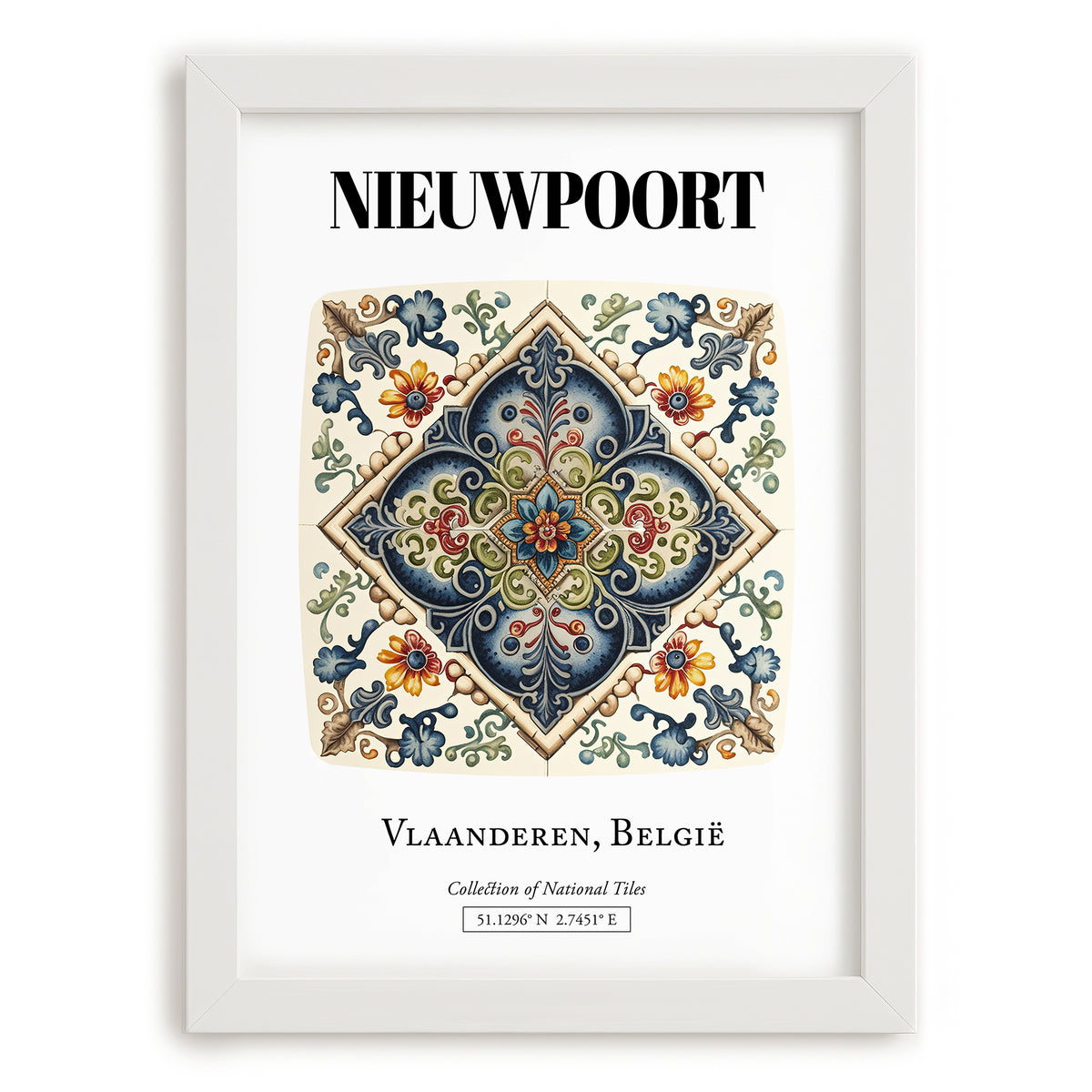 Nieuwpoort, Belgium – World Travel Art, placed in minimal white frame