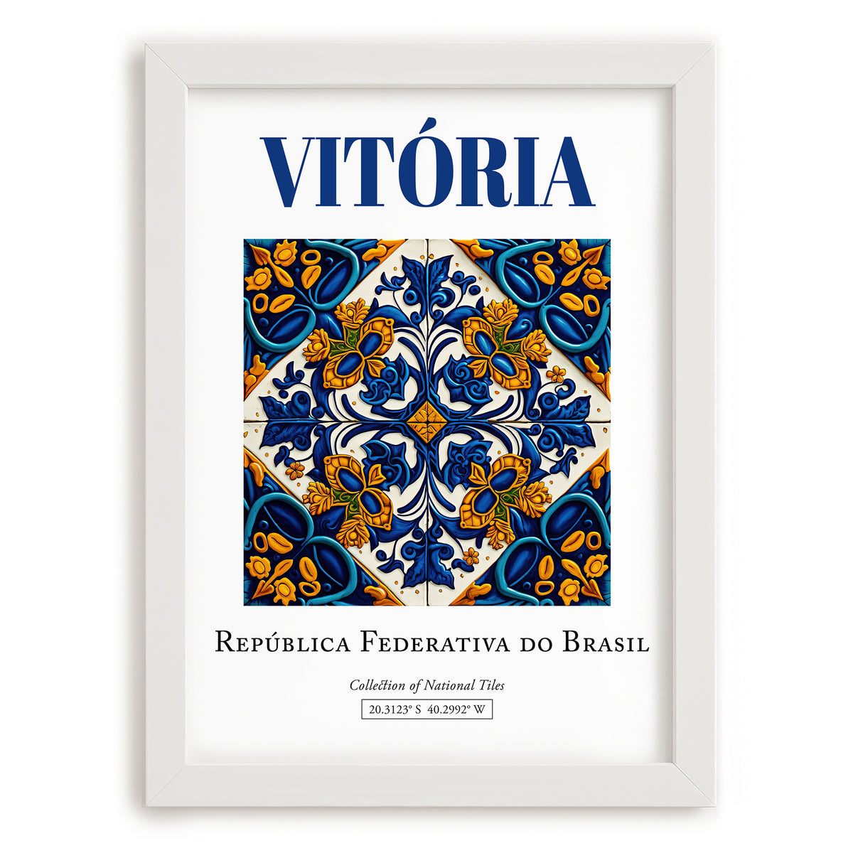 Vitória, Brasil – Travel Wall Decor, placed in minimal white frame