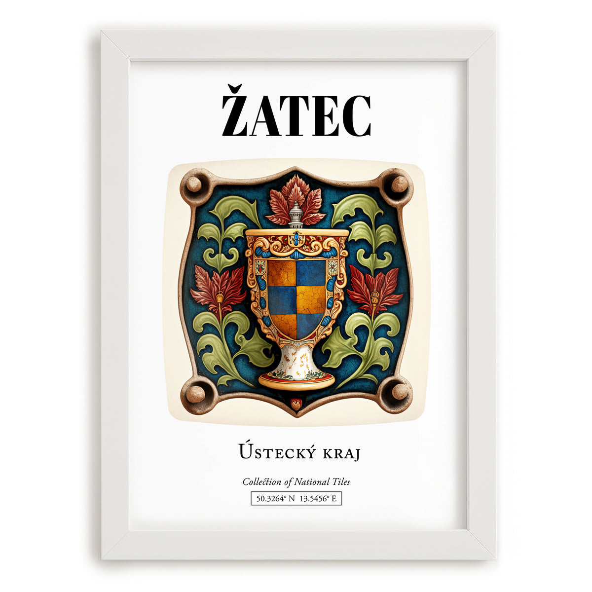 Žatec, Czech Republic – Historic Cities Art Print, placed in minimal white frame