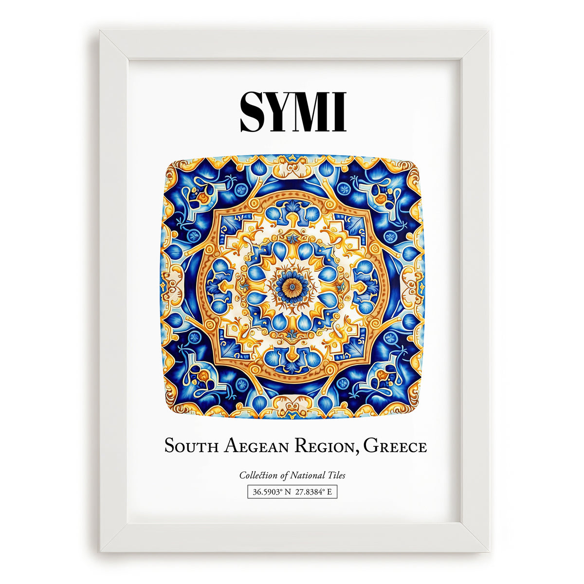 Symi, Greece – Global Wall Art, placed in minimal white frame