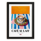 Café au Lait – French Coffee, Café Wall Art, in sleek black frame