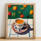 Café Allongé – French Coffee, Street Café Wall Art, no-text version framed in wood