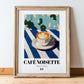 Café Noisette – French Coffee, Book Café Art, in wooden frame leaning on the floor
