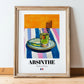Absinthe – French Spirit Drink, Hotel Lobby Illustration, in wooden frame leaning on the floor