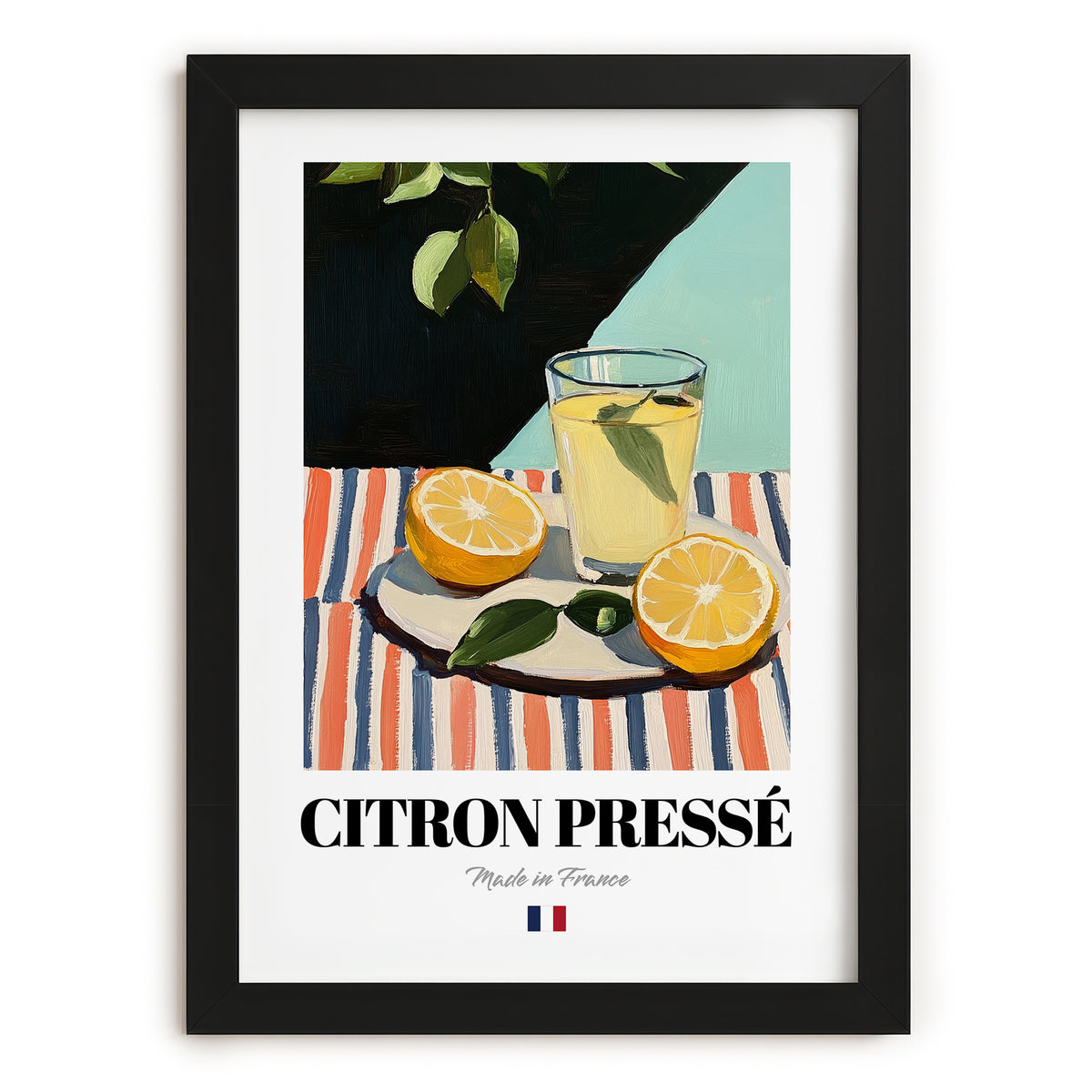 Citron Pressé – French Beverage Drink, Jazz Bar Illustration, in sleek black frame