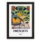 French 75 – French Cocktail Drink, Beach Bar Art, in sleek black frame