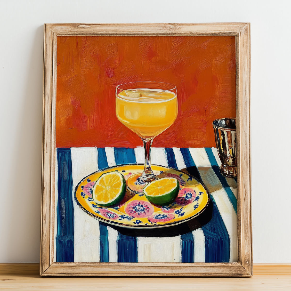 Sidecar – French Cocktail Drink, Sky Bar Poster, no-text version framed in wood