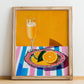 Mimosa – French Cocktail Drink, Cocktail Lounge Poster, no-text version framed in wood