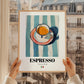 Espresso – Italian Coffee, Café Poster, styled in a charming Paris street view