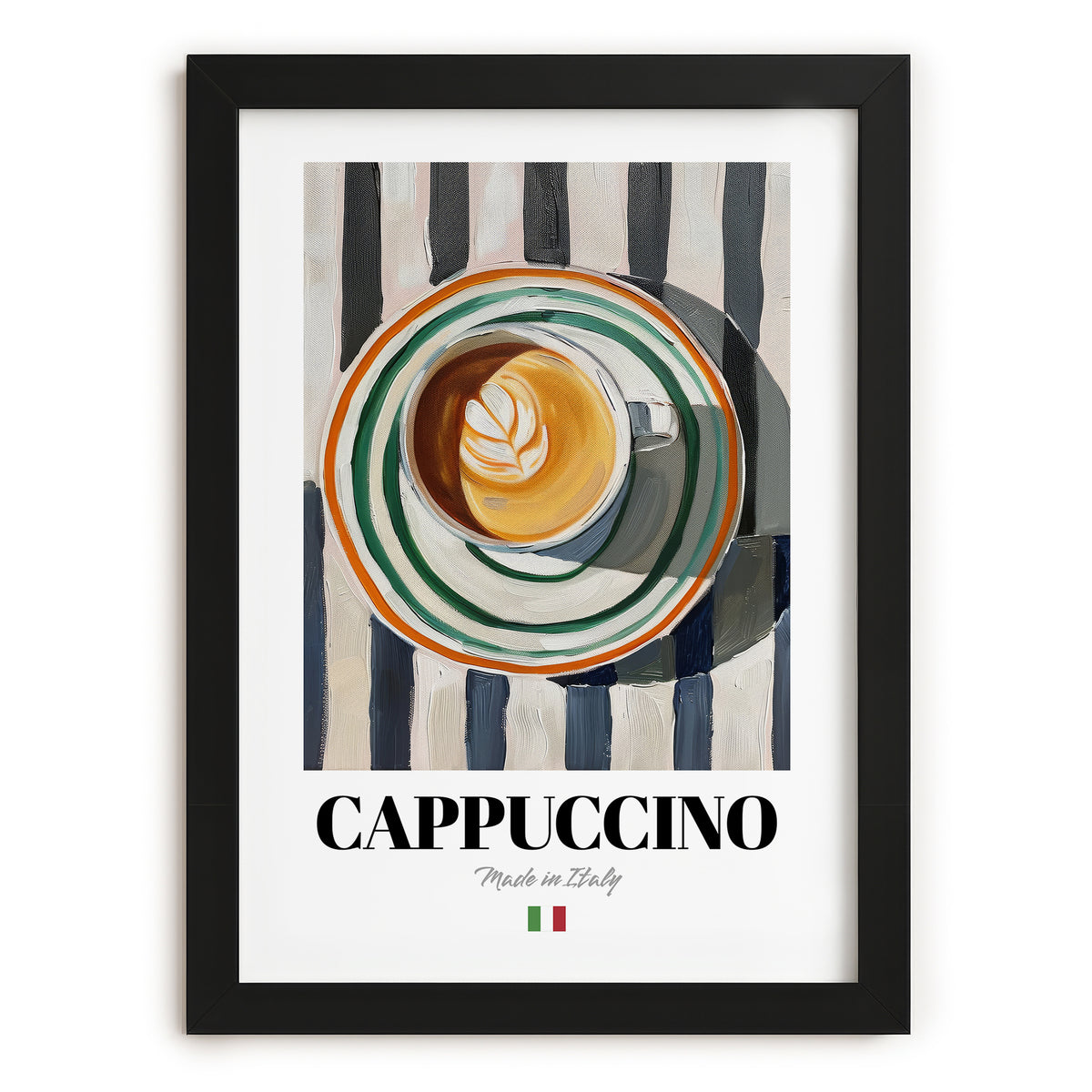 Cappuccino Lot #2 – Italian Coffee on Striped Tablecloth