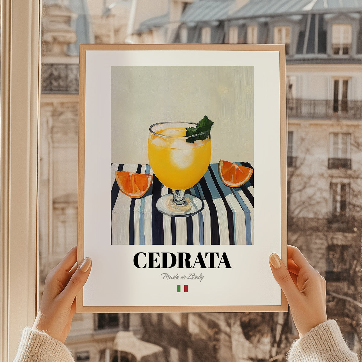 Cedrata – Italian Beverage Drink, Jazz Bar Print, styled in a charming Paris street view