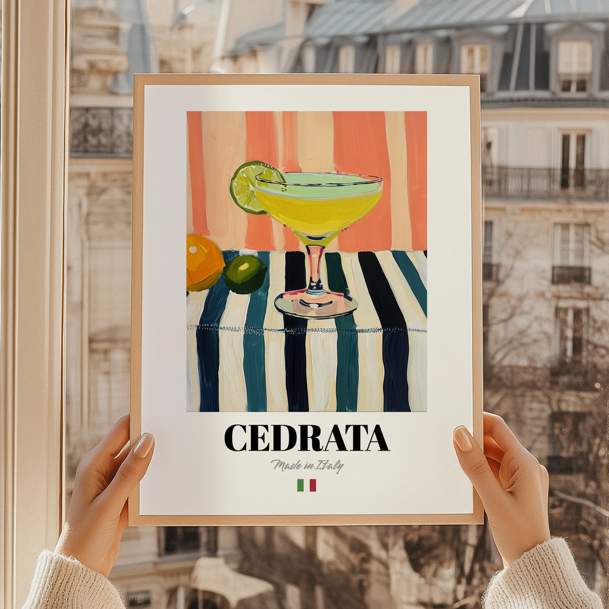 Cedrata – Italian Beverage Drink, Sky Bar Wall Art, styled in a charming Paris street view