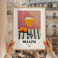 Bellini – Italian Cocktail Drink, Beach Bar Illustration, styled in a charming Paris street view