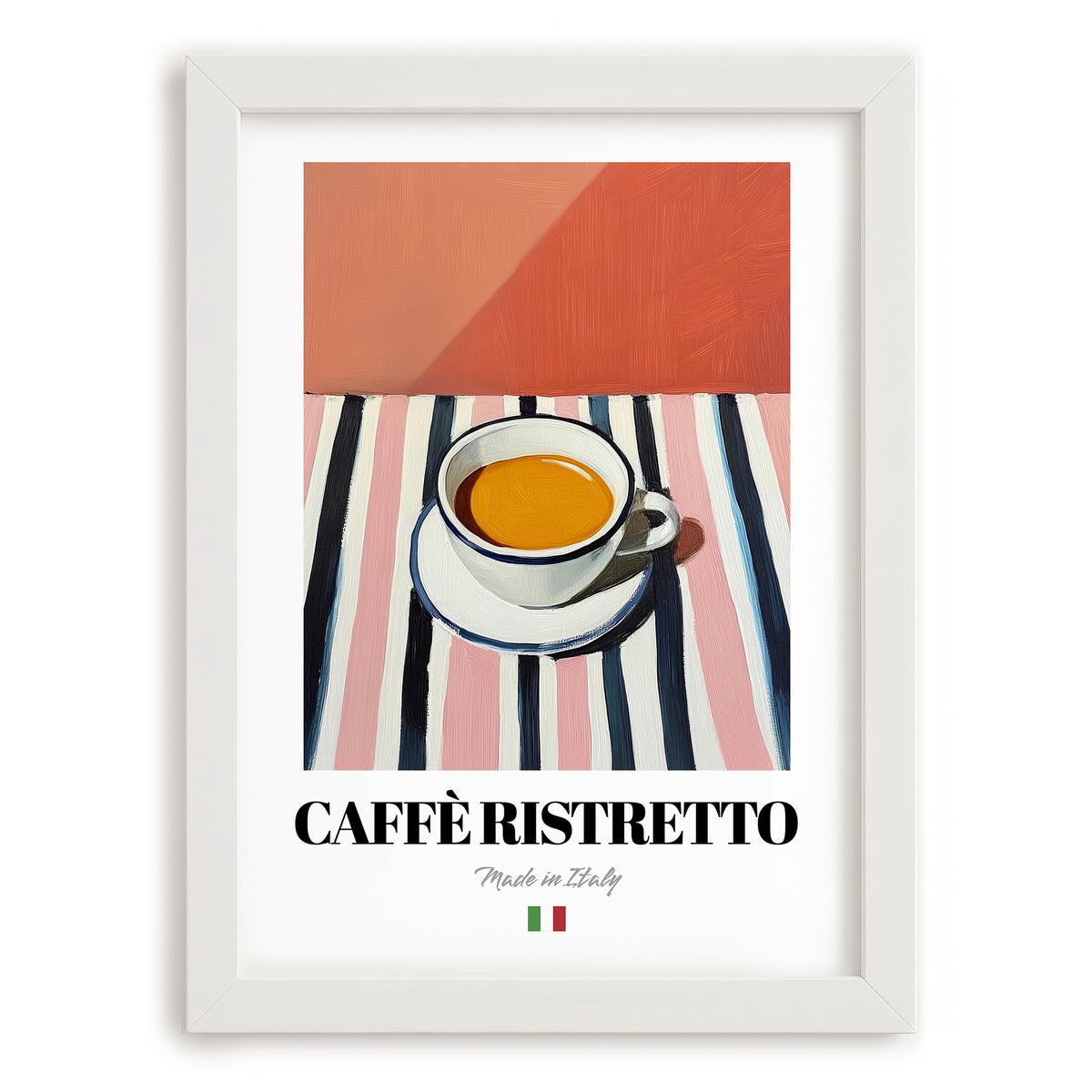 Caffè Ristretto – Italian Coffee, Konditorei Print, placed in minimal white frame