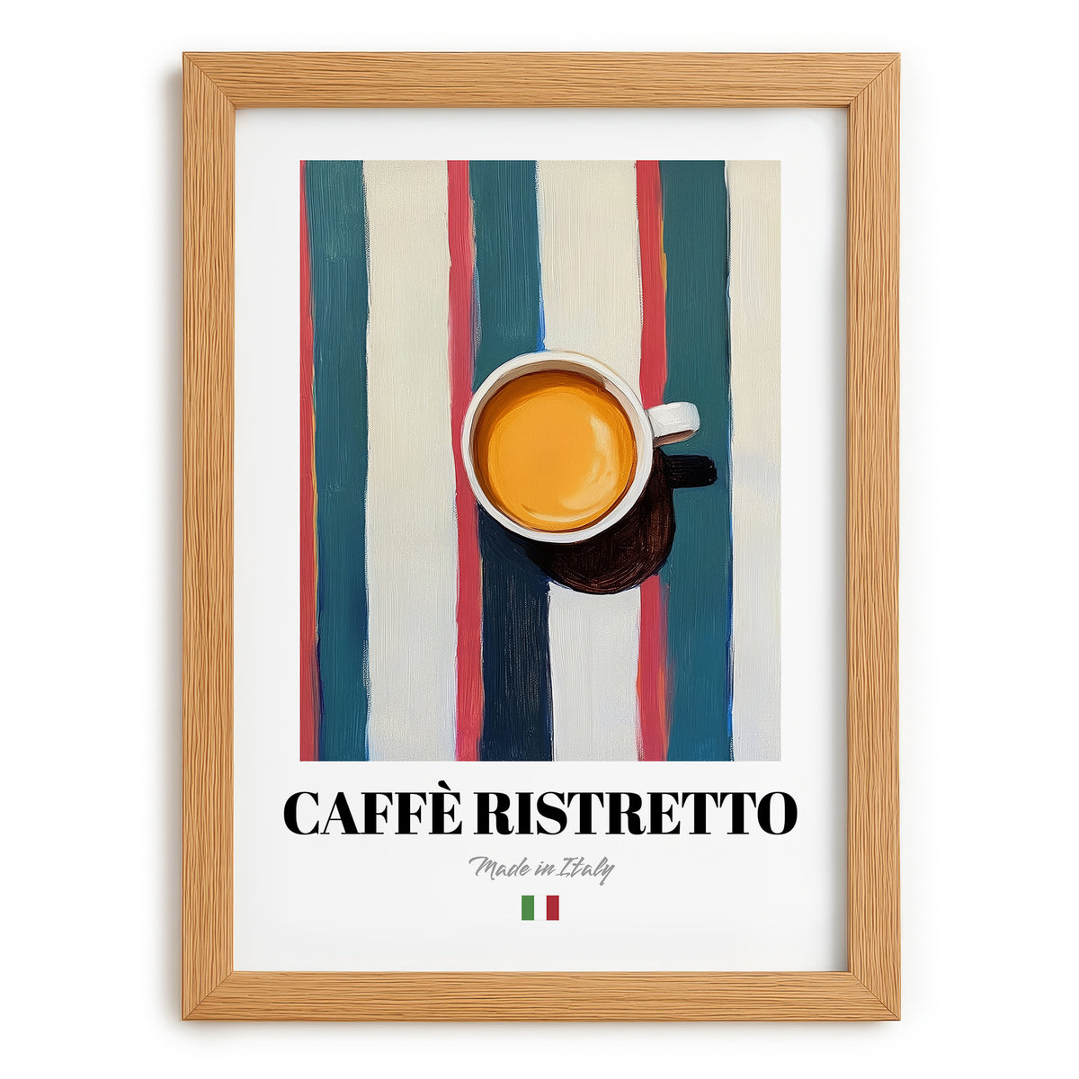 Caffè Ristretto – Italian Coffee, Street Café Poster, set in oak frame