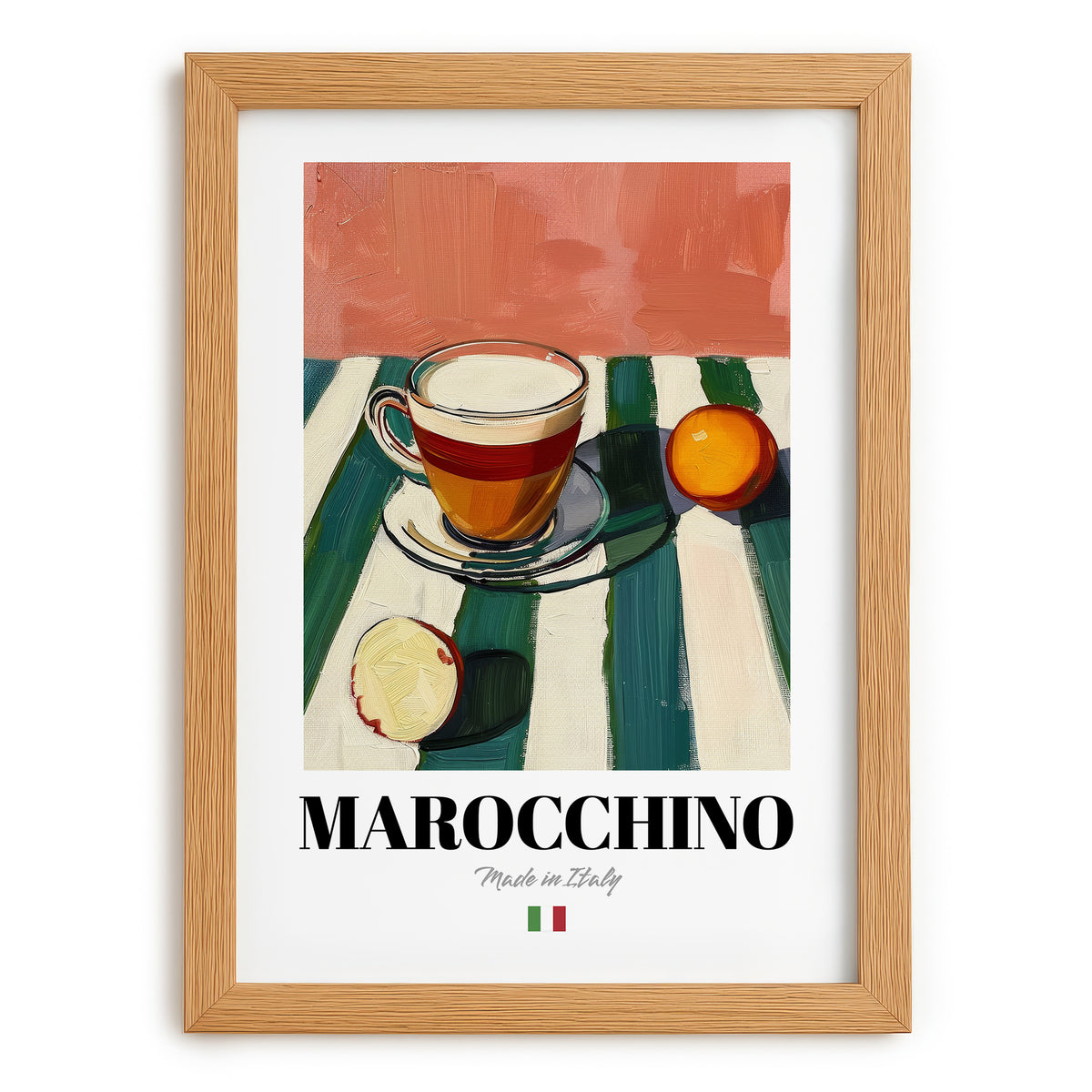 Marocchino – Italian Coffee, Book Café Art, set in oak frame