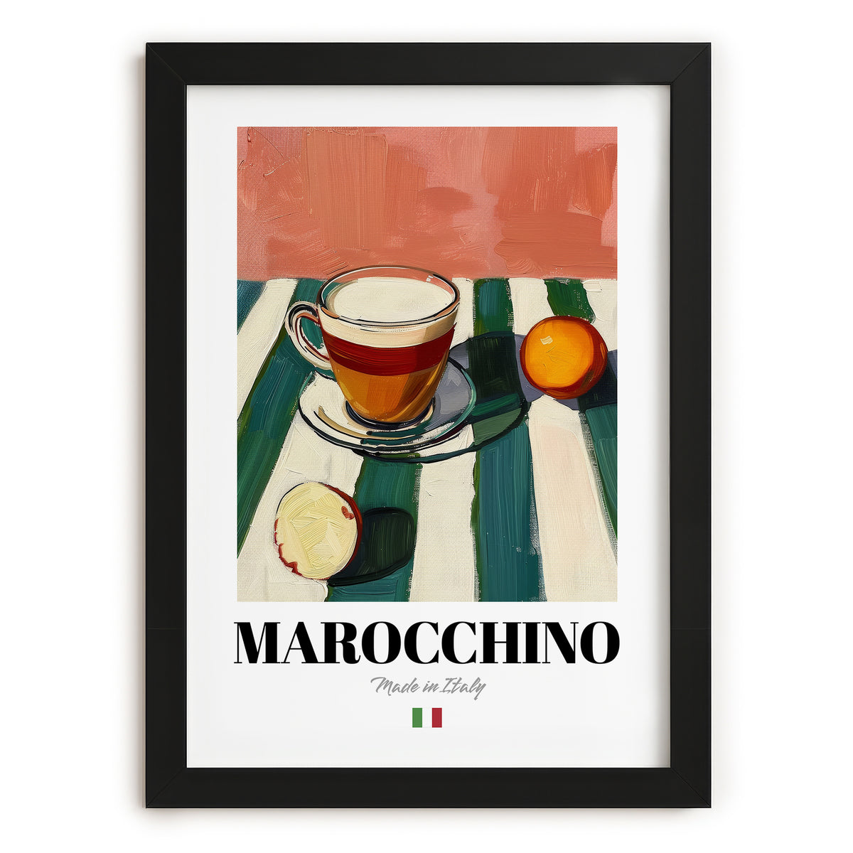Marocchino – Italian Coffee, Book Café Art, in sleek black frame