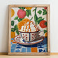 Affogato – Italian Coffee, Coffeehouse Wall Art, no-text version framed in wood