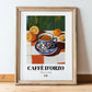 Caffè d'Orzo – Italian Cocktail Drink, Sky Bar Print, in wooden frame leaning on the floor