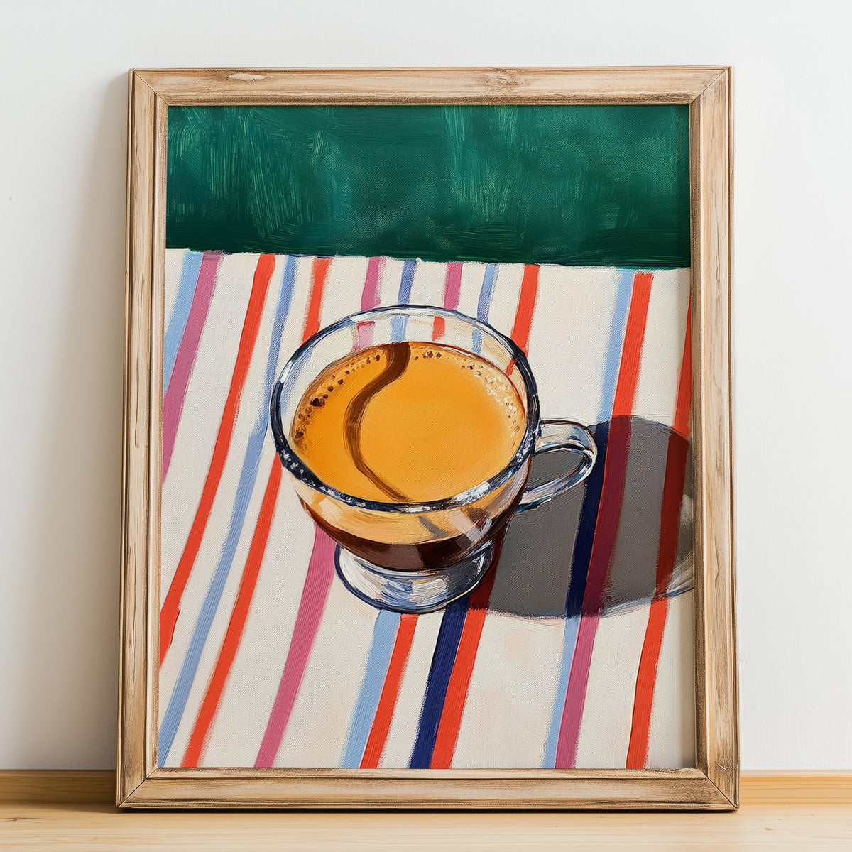 Caffè d'Orzo – Italian Coffee, Street Café Print, no-text version framed in wood