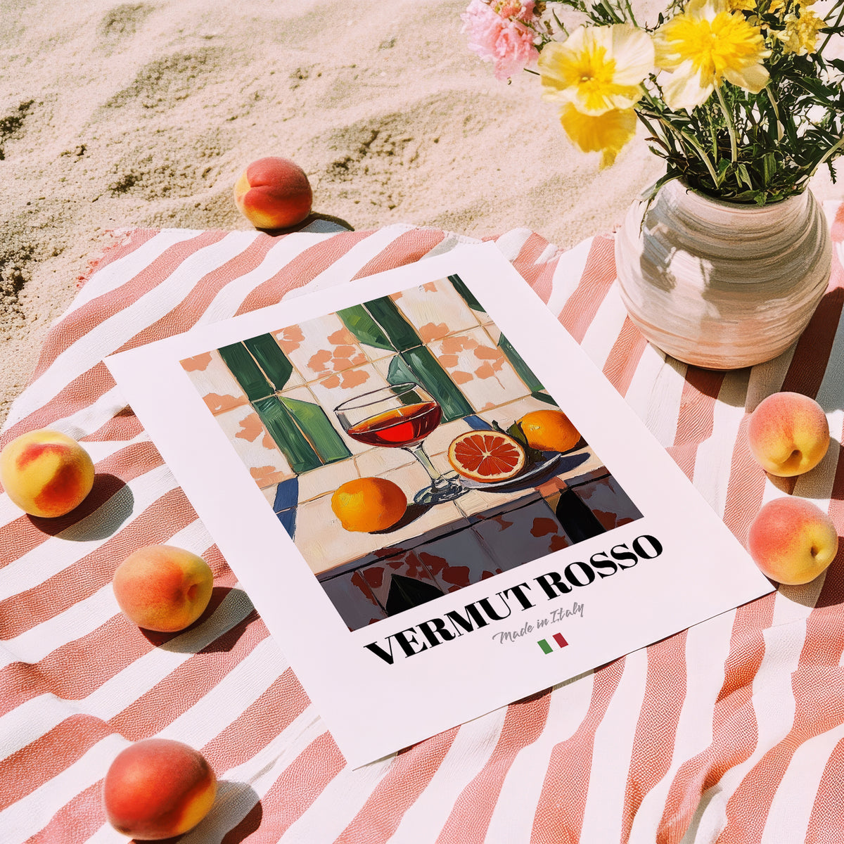 Vermut Rosso – Italian Coffee, Café Print, unframed on coastal sand