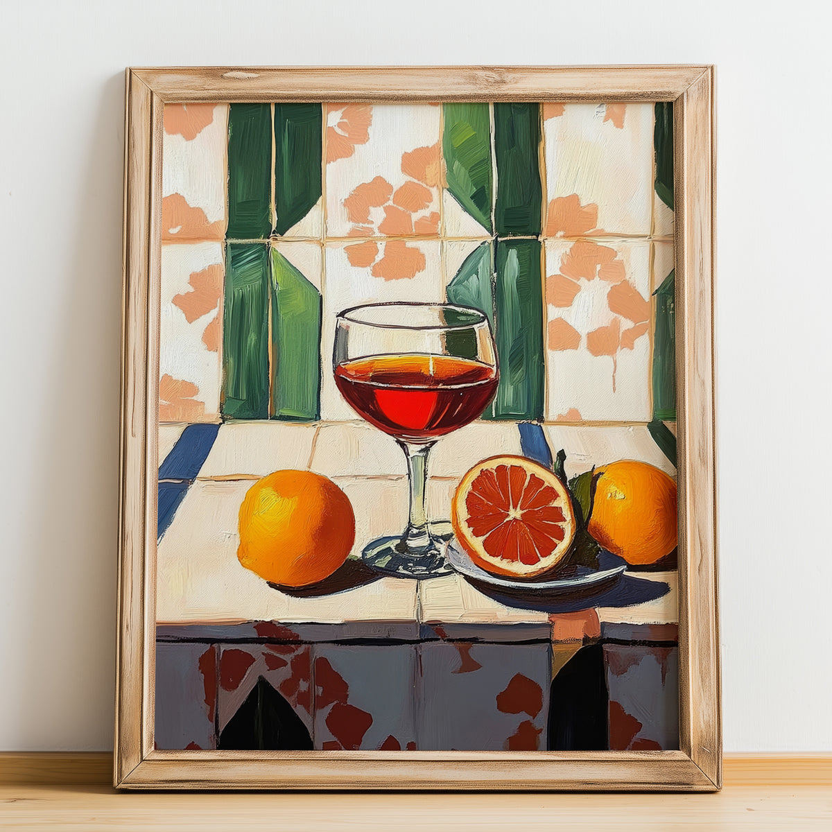 Vermut Rosso – Italian Coffee, Café Print, no-text version framed in wood