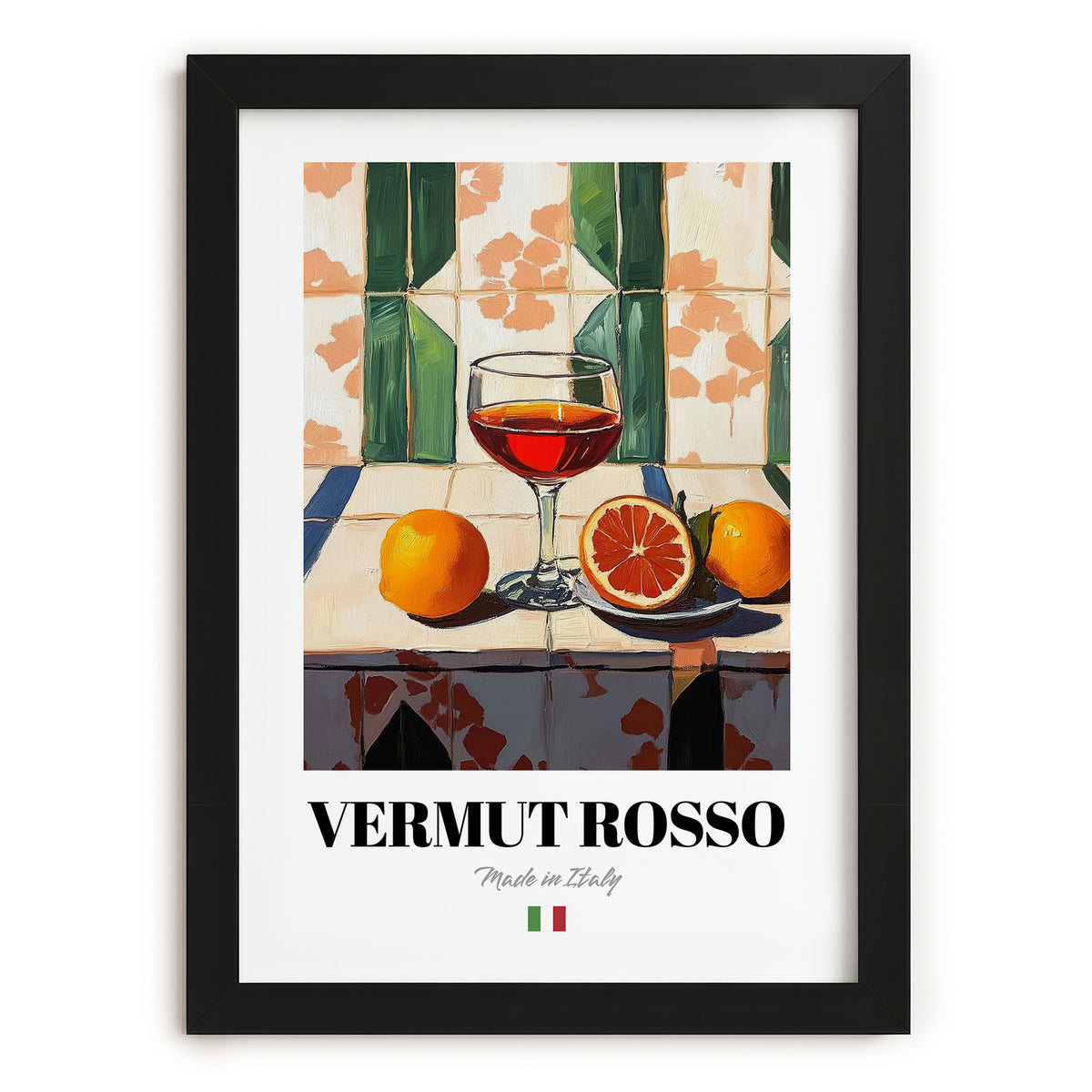 Vermut Rosso – Italian Coffee, Café Print, in sleek black frame