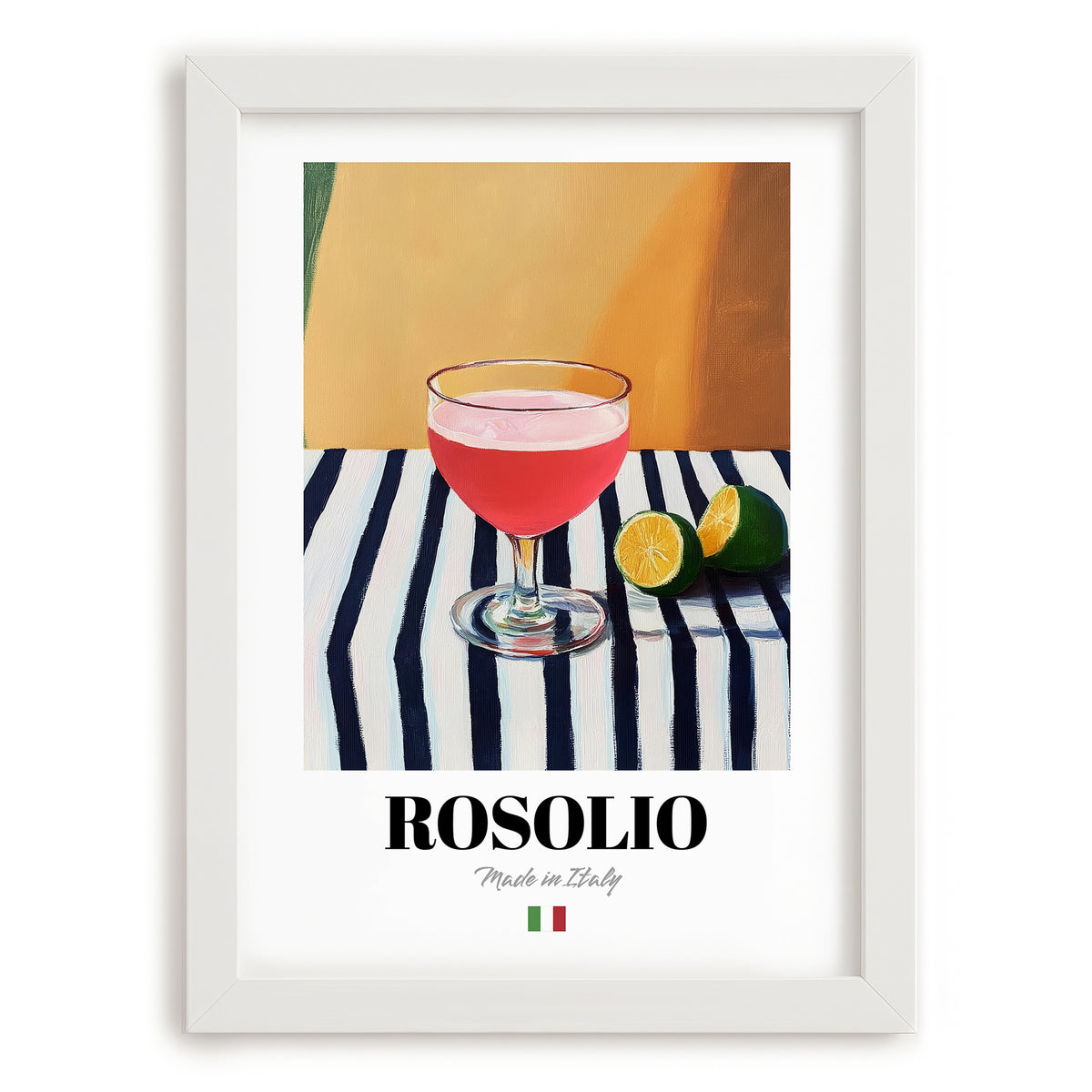 Rosolio – Italian Liqueur Drink, Sky Bar Poster, placed in minimal white frame