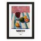 Mirto – Italian Liqueur Drink, Sky Bar Illustration, in sleek black frame