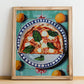 Pizza Margherita – Italian Pizza, Ristorante Poster, no-text version framed in wood