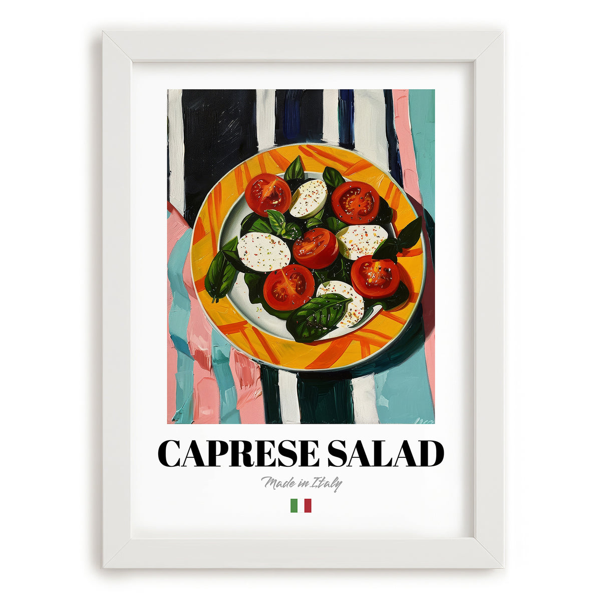 Caprese Salad – Italian Salad Dish, Restaurant Wall Art, placed in minimal white frame