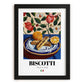 Biscotti – Italian Biscuits Dish, Bistro Print, in sleek black frame