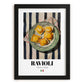 Ravioli – Italian Pasta, Osteria Art, in sleek black frame