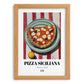 Pizza Siciliana – Italian Pizza, Restaurant Still Life, set in oak frame