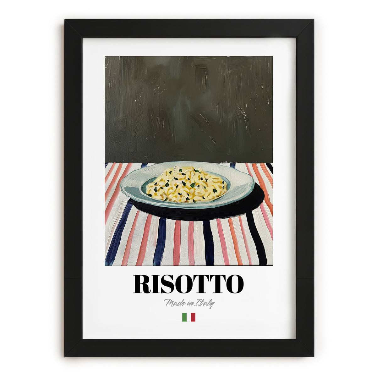 Risotto – Italian Stew Dish, Restaurant Still Life, in sleek black frame