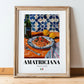 Amatriciana – Italian Pasta, Trattoria Illustration, in wooden frame leaning on the floor