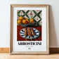 Arrosticini – Italian Meat Dish, Tavern Illustration, in wooden frame leaning on the floor