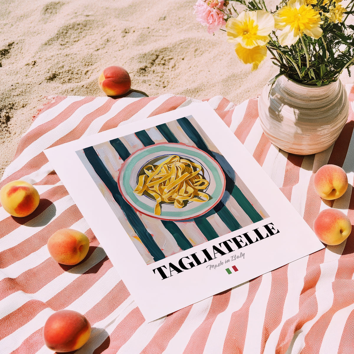 Tagliatelle – Italian Pasta, Osteria Poster, unframed on coastal sand