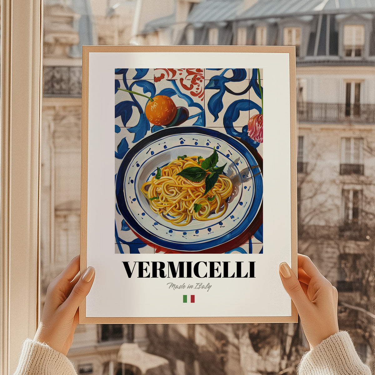 Vermicelli – Italian Pasta, Restaurant Poster, styled in a charming Paris street view