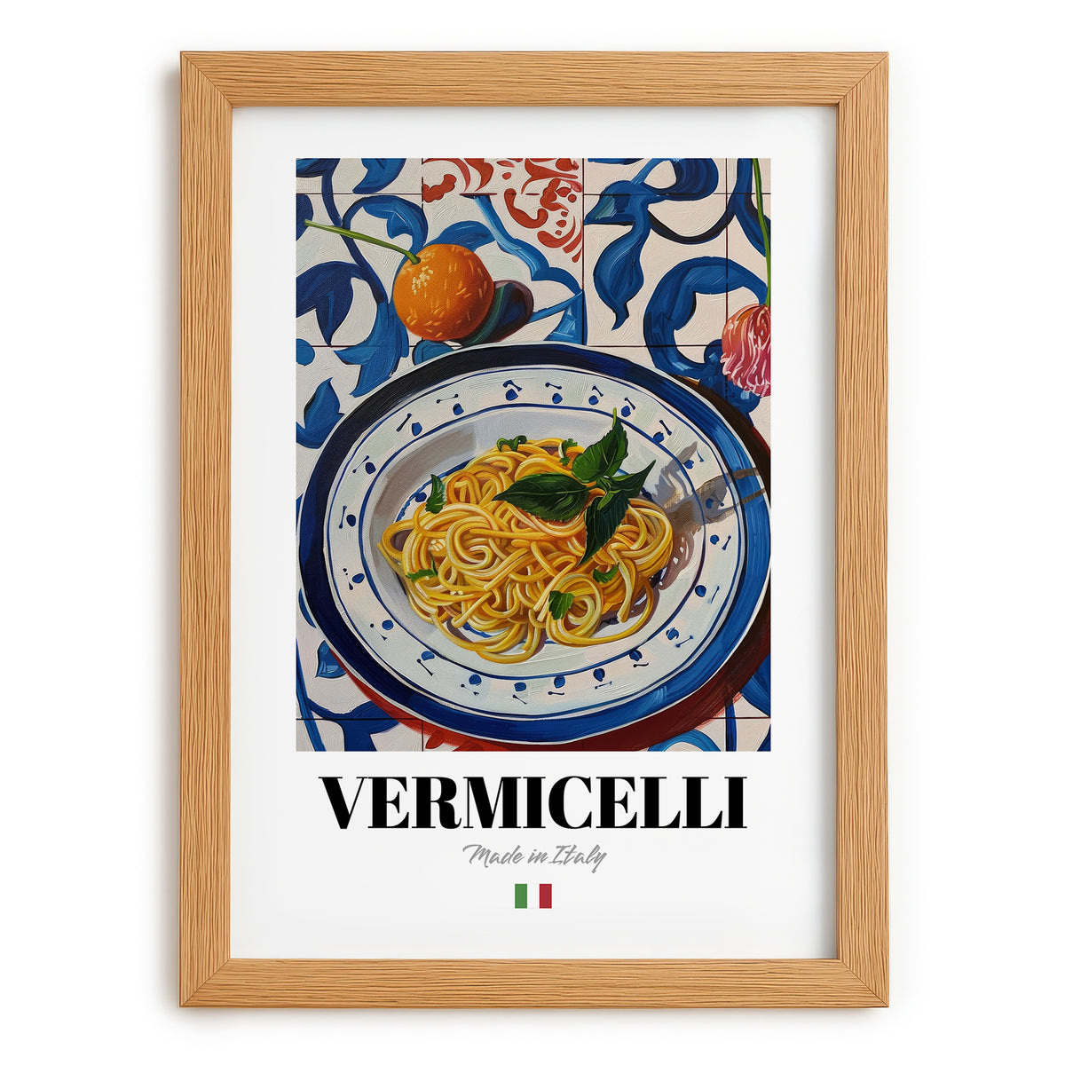 Vermicelli – Italian Pasta, Restaurant Poster, set in oak frame
