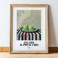 Gelato al pistacchio – Italian Gelato, Artisan Ice Cream Shop Poster, in wooden frame leaning on the floor
