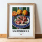 Saltimbocca – Italian Meat Dish, Fine Dining Restaurant Painting, in wooden frame leaning on the floor