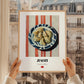 Jiaozi Dumplings – on Striped Tablecloth, Chinese Food Art, styled in a charming Paris street view