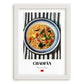 Chǎofàn (Fried Rice) – on Striped Tablecloth, Chinese Food Still Life, placed in minimal white frame