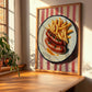 Currywurst – on Striped Tablecloth, German Food Print, clean layout with no caption