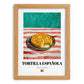 Tortilla Española – on Striped Tablecloth, Spanish Food Wall Decor, set in oak frame