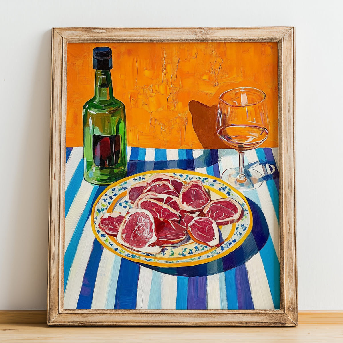 Jamón Ibérico – Art, Spanish Food Wall Art, no-text version framed in wood