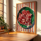 Jamón Ibérico – on Striped Tablecloth, Spanish Food Print, clean layout with no caption