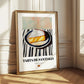 Tarta de Santiago – on Striped Tablecloth, Spanish Dessert Illustration 